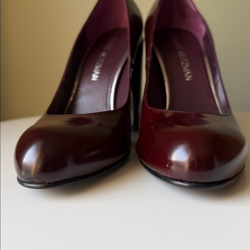 Stuart Weitzman Moda Pump Cordovan Burgundy Mirror Leather Shoes NWOB - Picture 8 of 14